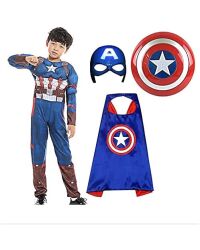 Captain America Fancy Dress Costume for Kids – Superhero Outfit with Shield & Mask